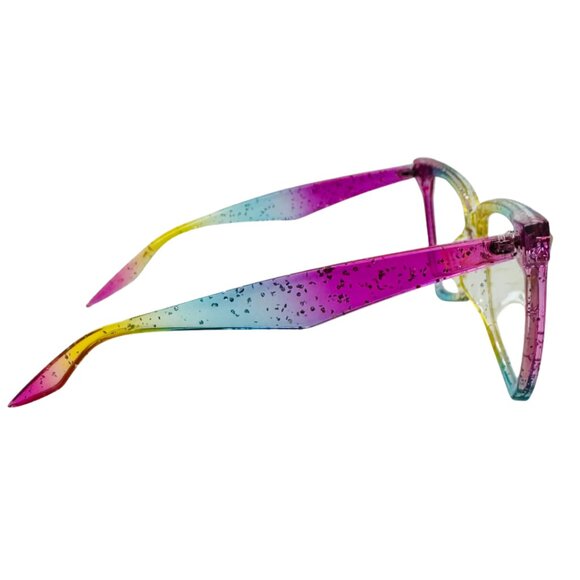 6181 | Rainbow Clear Lens Cateye Blue Light Blocking Glasses - Picture 3 of 5